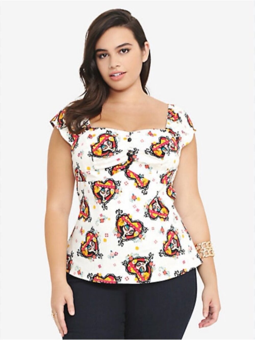Torrid Women's White The Book Of Life La Muerte Blouse Top Size 0